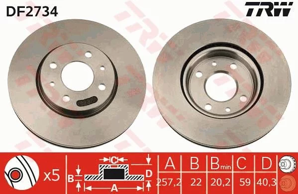 Disque de frein TRW DF2734
