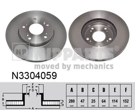 Jeu de 2 Disques de frein NIPPARTS N3304059