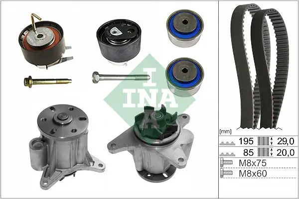 Pompe à eau + kit de courroie de distribution INA 530 0764 31