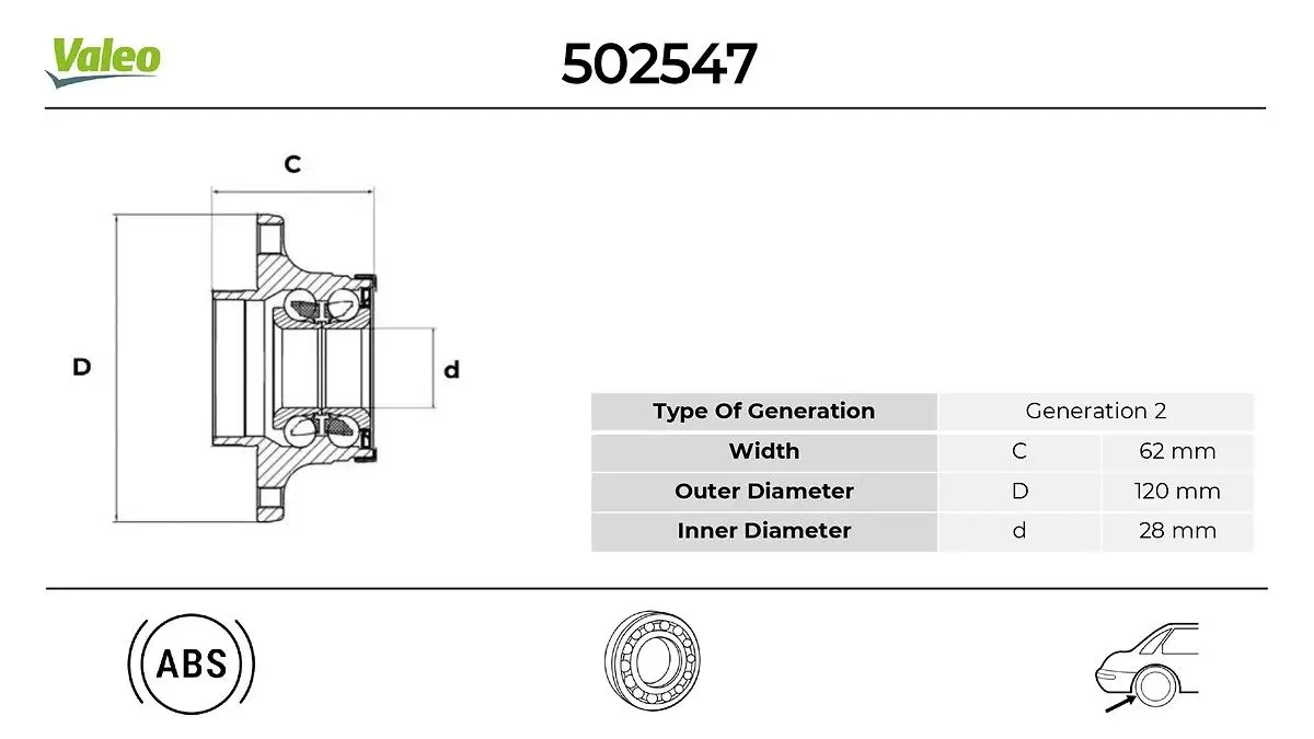 Kit de roulements de roue VALEO 502547