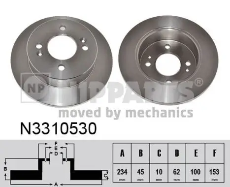Jeu de 2 Disques de frein NIPPARTS N3310530
