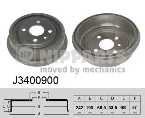 Jeu de 2 Tambour de frein NIPPARTS J3400900