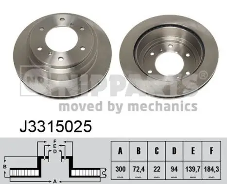 Jeu de 2 Disques de frein NIPPARTS J3315025