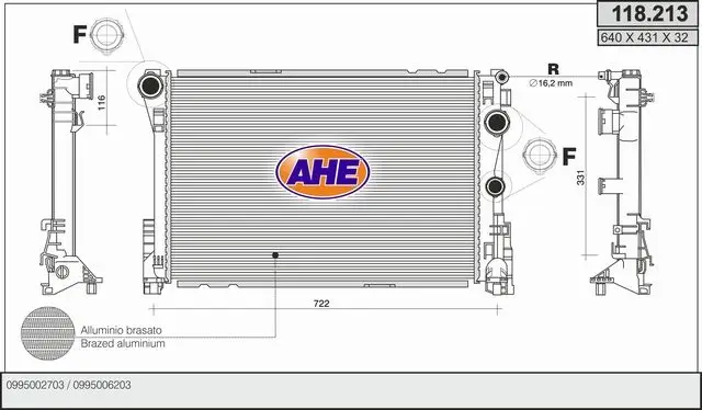 Radiateur, refroidissement du moteur AHE 118.213