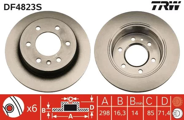 Jeu de 2 Disques de frein TRW DF4823S