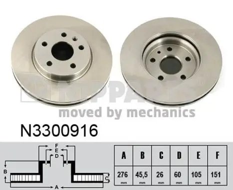 Jeu de 2 Disques de frein NIPPARTS N3300916