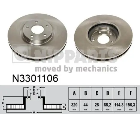 Jeu de 2 Disques de frein NIPPARTS N3301106