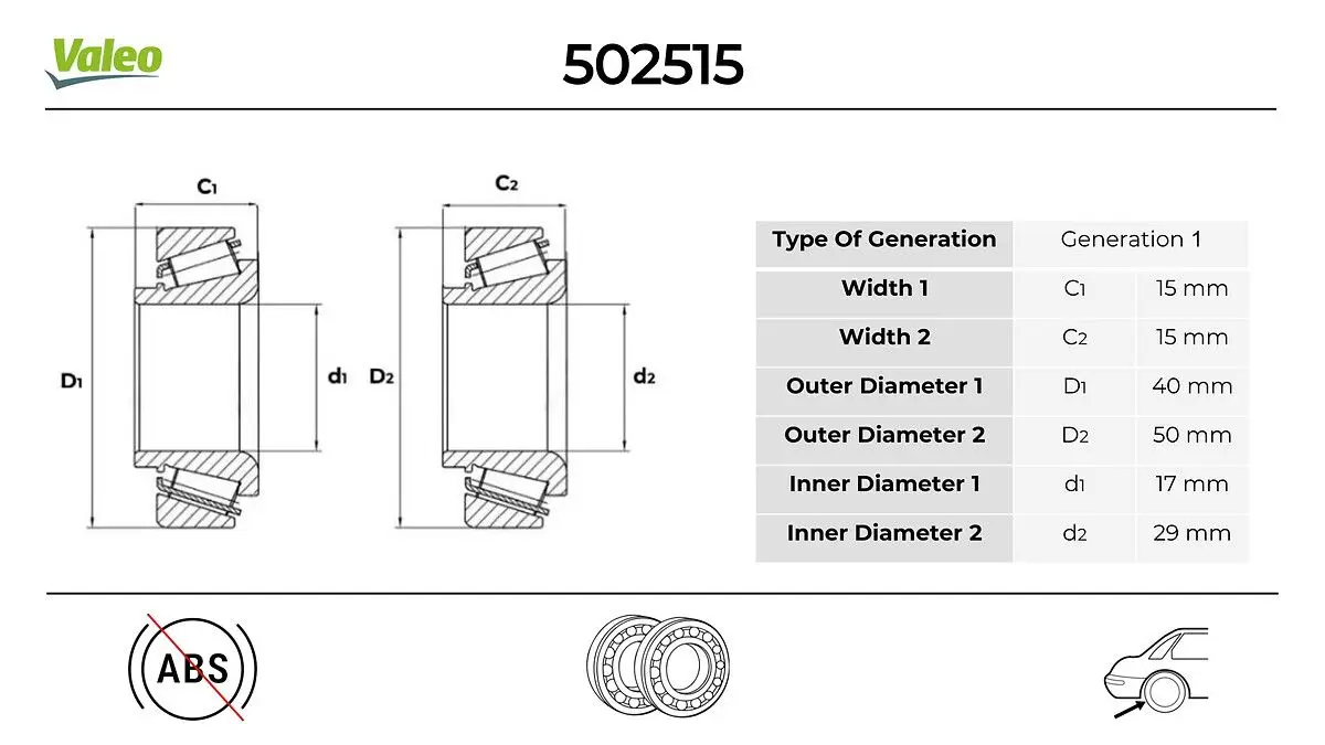 Kit de roulements de roue VALEO 502515