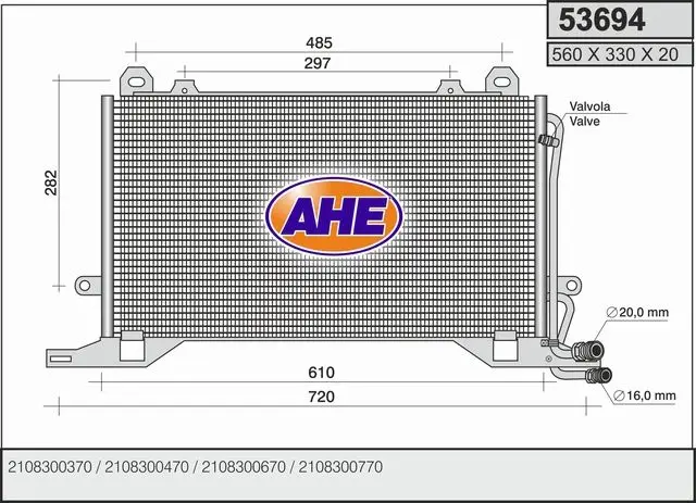 Radiateur climatisation AHE 53694