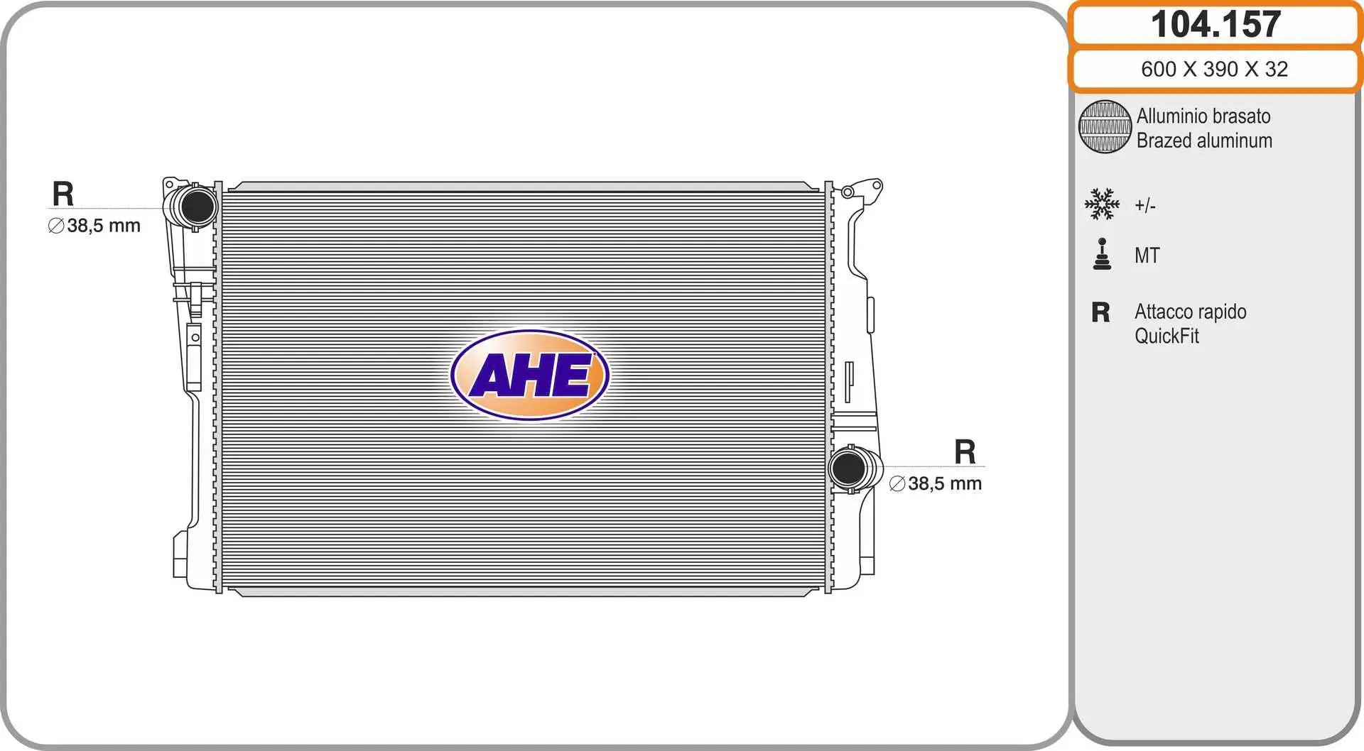 Radiateur, refroidissement du moteur AHE 104.157