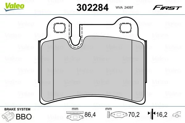 Kit de plaquettes de frein VALEO 302284