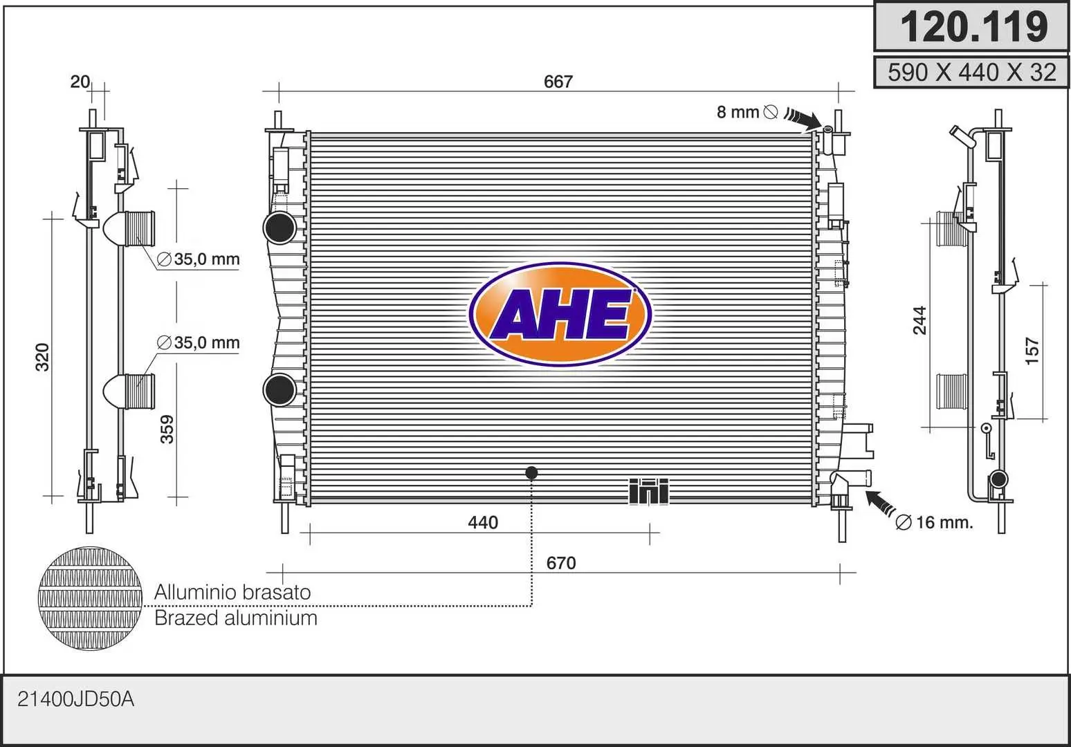 Radiateur, refroidissement du moteur AHE 01NS488
