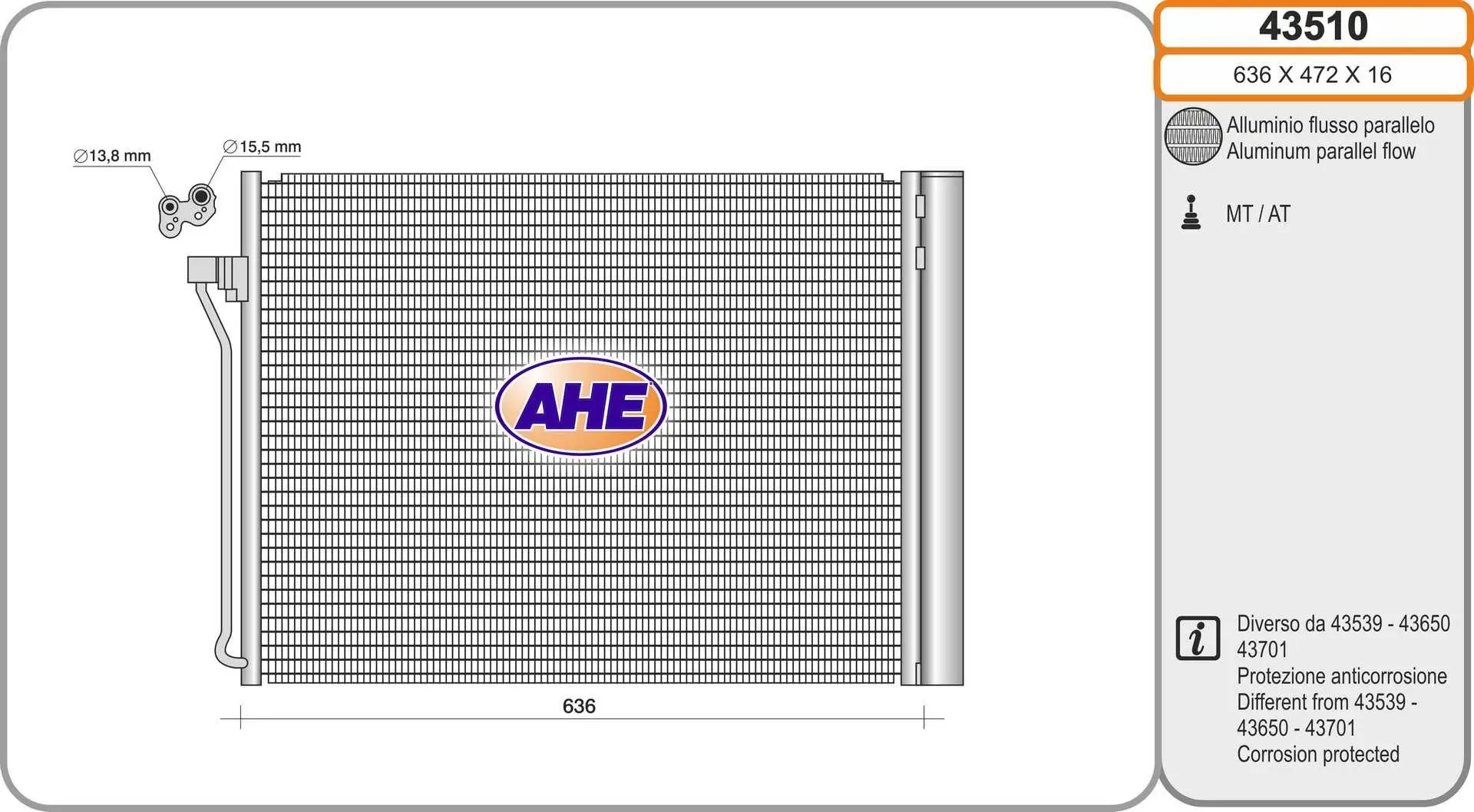 Radiateur climatisation AHE 43510