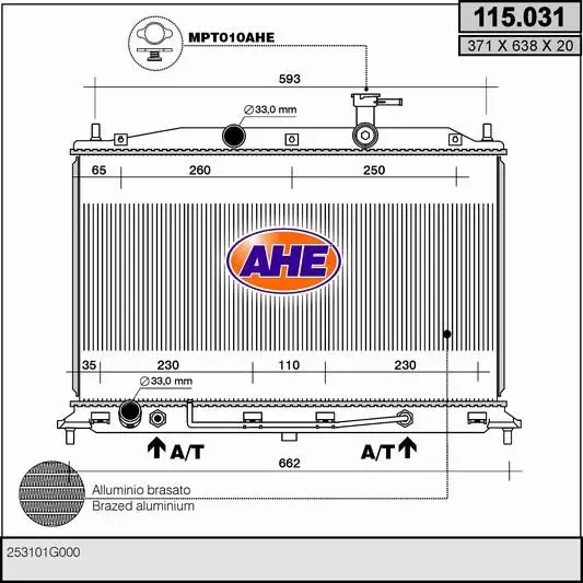 Radiateur, refroidissement du moteur AHE 115.031