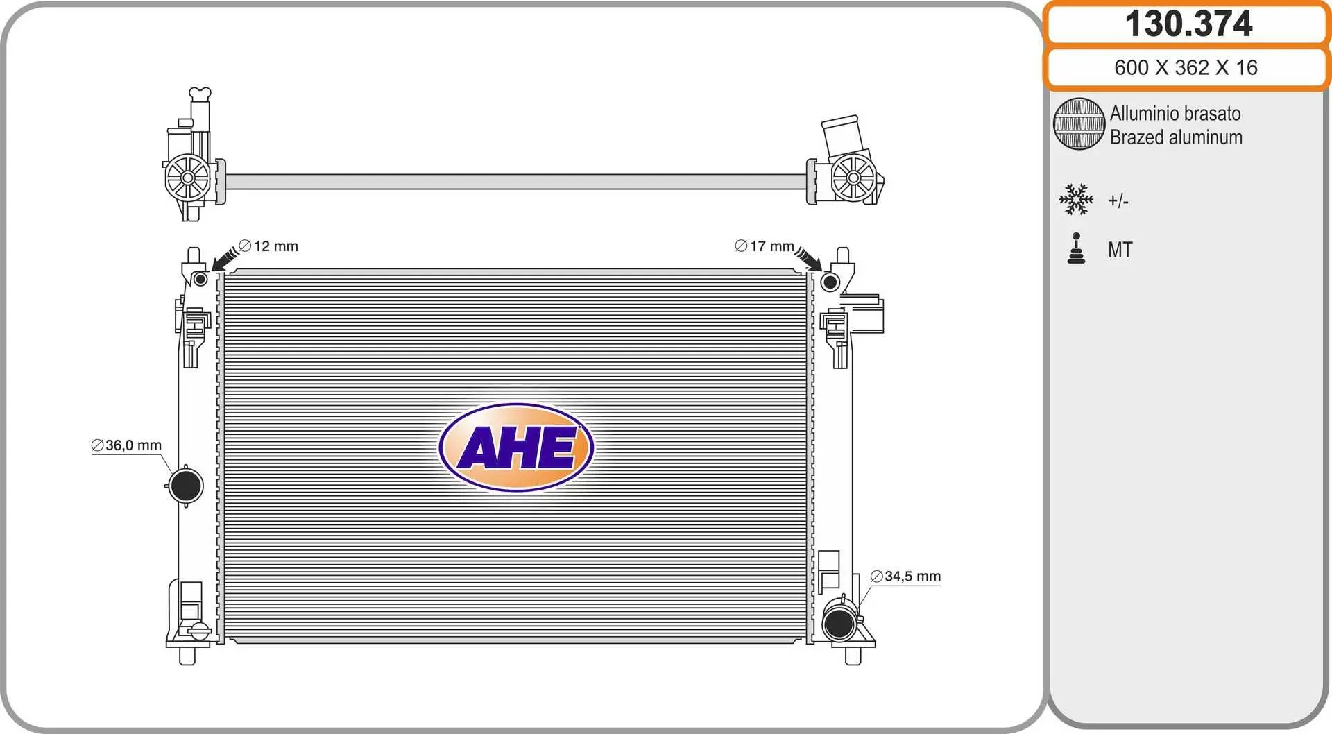 Radiateur, refroidissement du moteur AHE 130.374