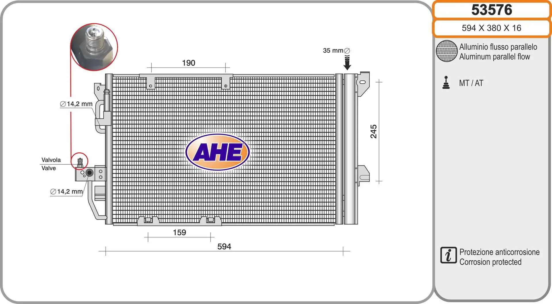 Radiateur climatisation AHE 53576