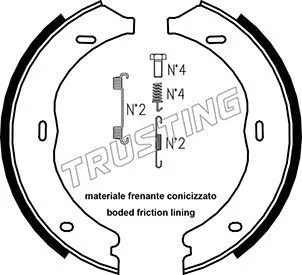 Jeu de mâchoires de frein, frein de stationnement TRUSTING 052.135K