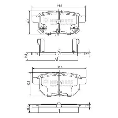 Kit de plaquettes de frein NIPPARTS J3612034