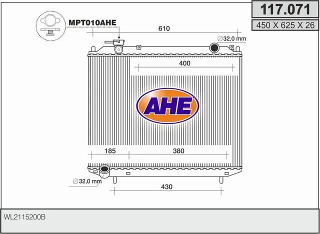 Radiateur, refroidissement du moteur AHE 117.071