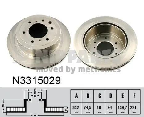 Jeu de 2 Disques de frein NIPPARTS N3315029