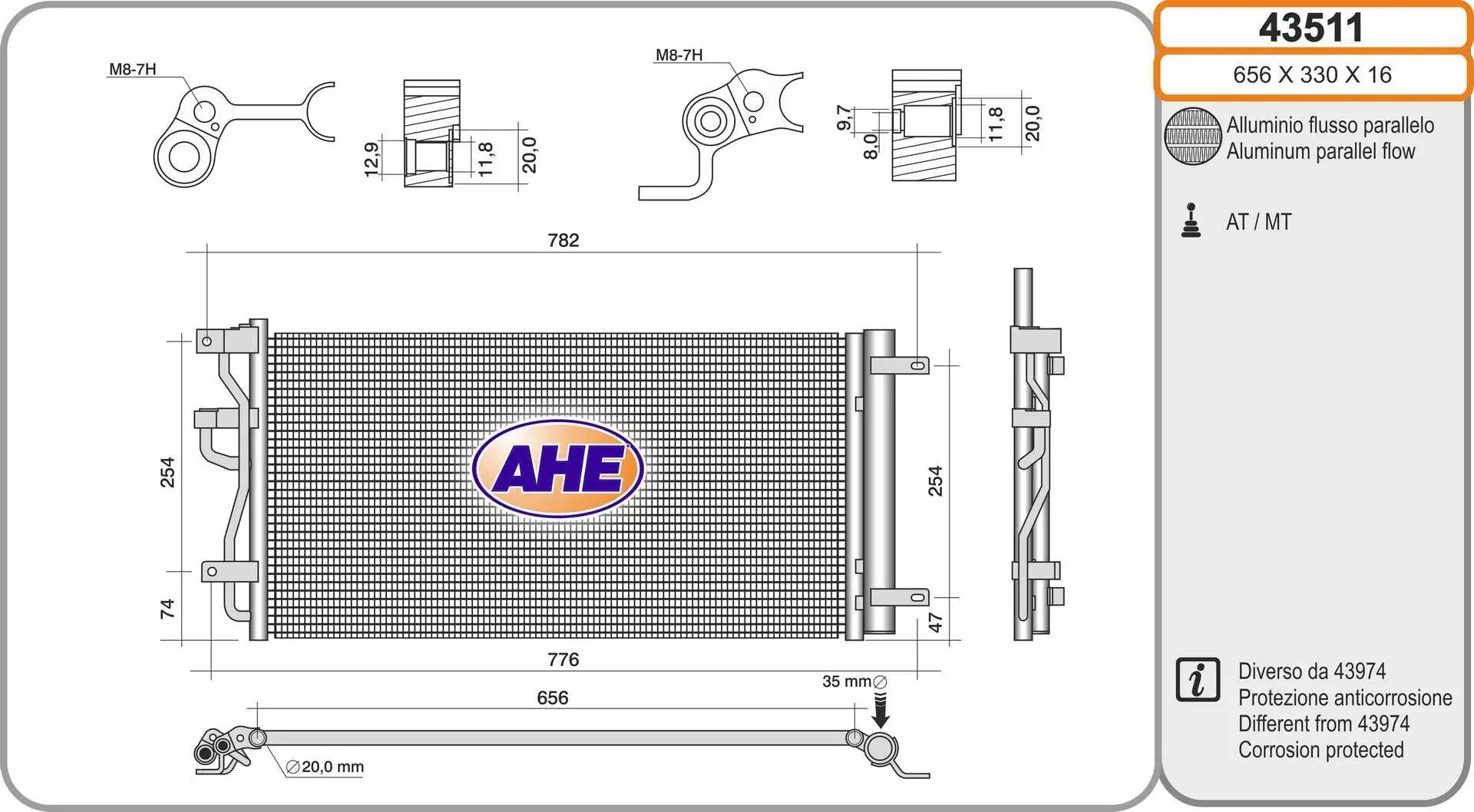 Radiateur climatisation AHE 43511
