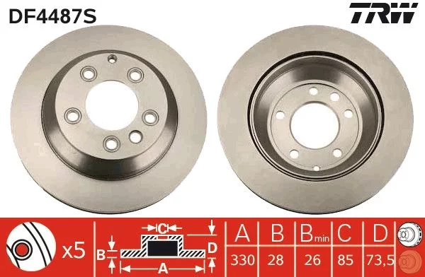 Jeu de 2 Disques de frein TRW DF4487S