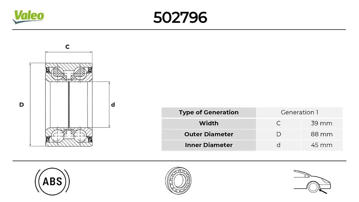 Kit de roulements de roue VALEO 502796
