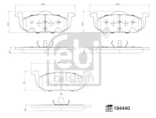 Kit de plaquettes de frein FEBI BILSTEIN 184440