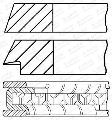 Jeu de segments de pistons GOETZE ENGINE 08-101200-00