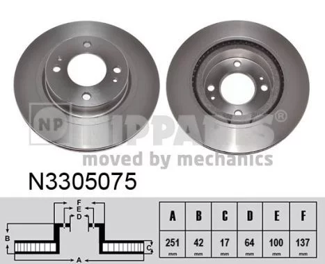 Jeu de 2 Disques de frein NIPPARTS N3305075