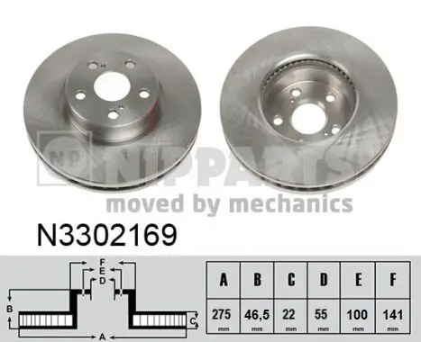 Jeu de 2 Disques de frein NIPPARTS N3302169