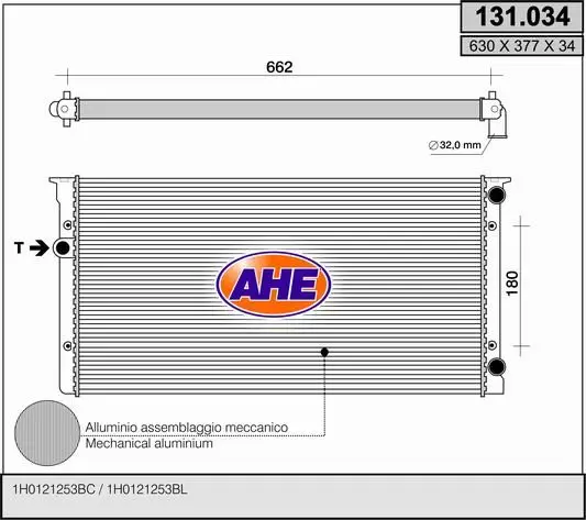 Radiateur, refroidissement du moteur AHE 131.034