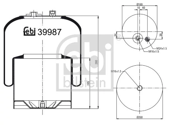 Ressort Pneumatique, Suspension Pneumatique FEBI BILSTEIN 39987