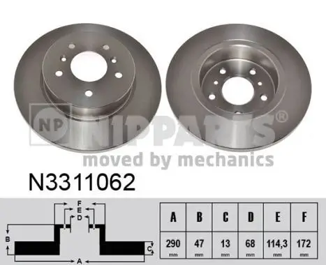 Jeu de 2 Disques de frein NIPPARTS N3311062