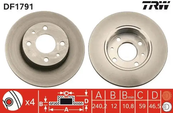 Disque de frein TRW DF1791