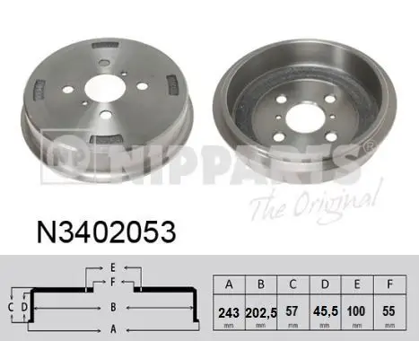Jeu de 2 Tambour de frein NIPPARTS N3402053