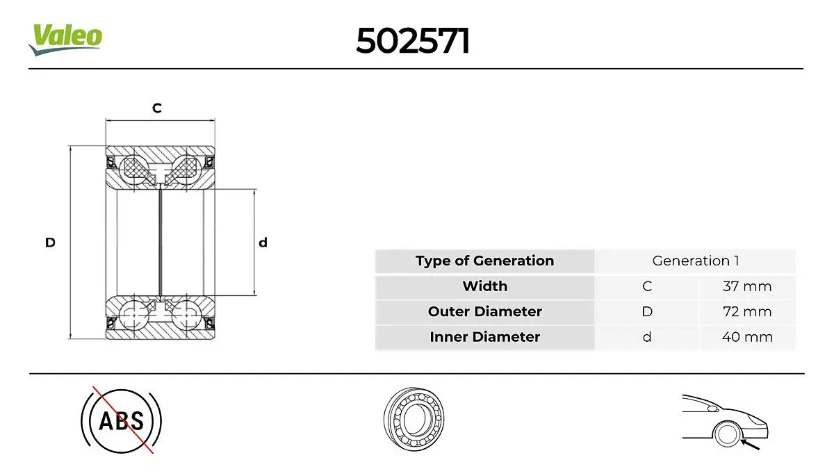 Kit de roulements de roue VALEO 502571