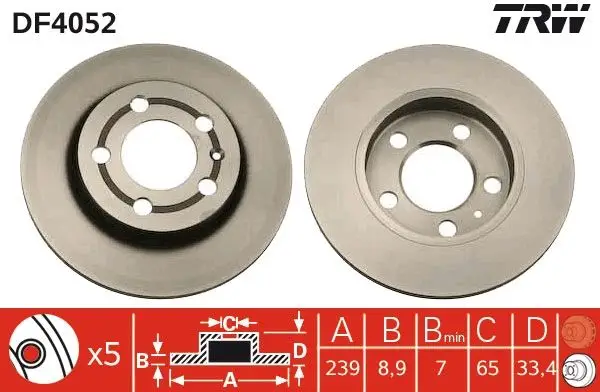 Jeu de 2 Disques de frein TRW DF4052