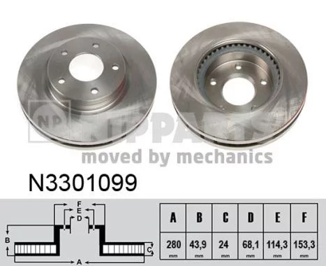 Jeu de 2 Disques de frein NIPPARTS N3301099