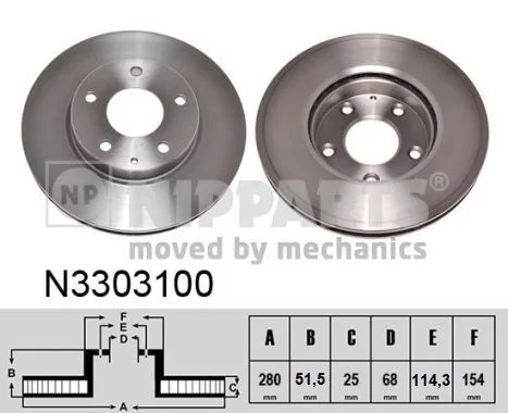 Jeu de 2 Disques de frein NIPPARTS N3303100