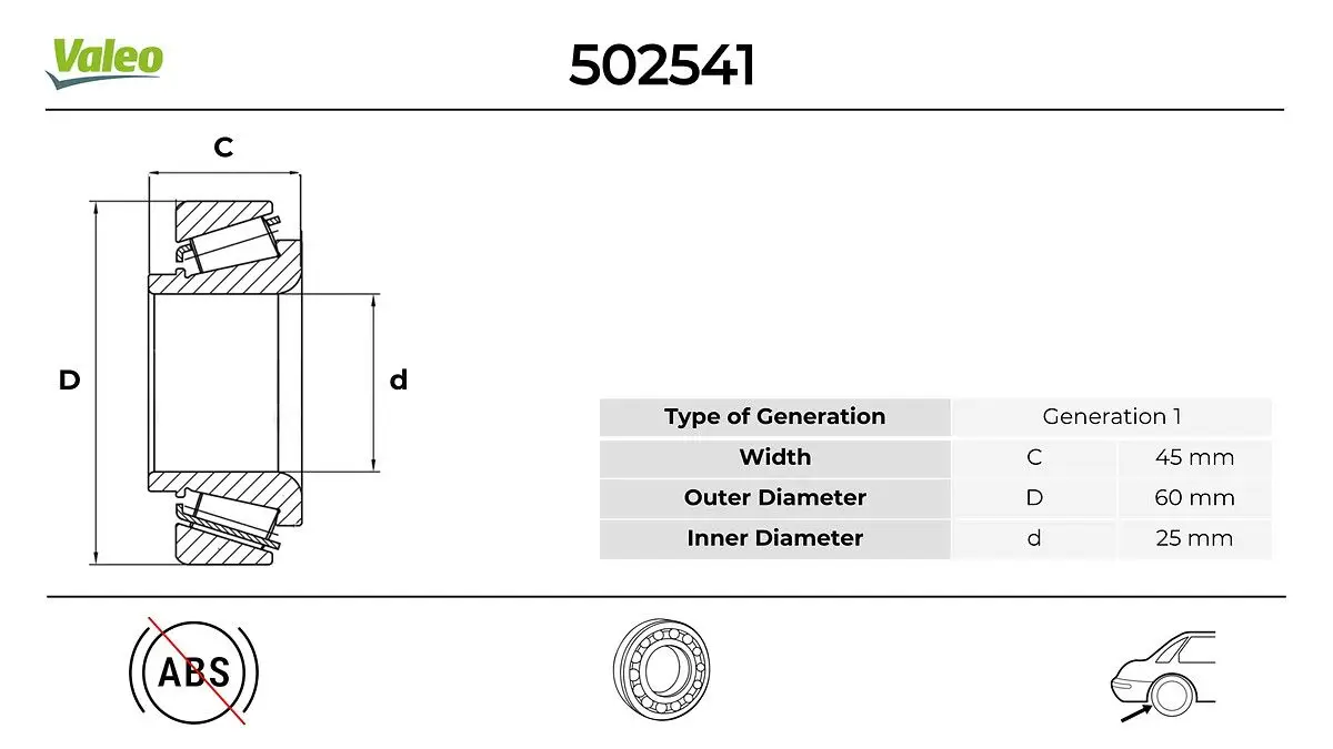 Kit de roulements de roue VALEO 502541