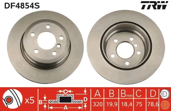 Jeu de 2 Disques de frein TRW DF4854S