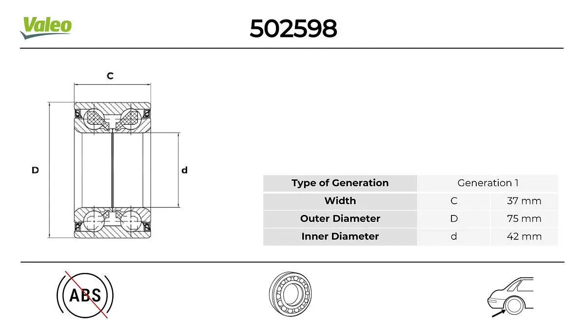 Kit de roulements de roue VALEO 502598