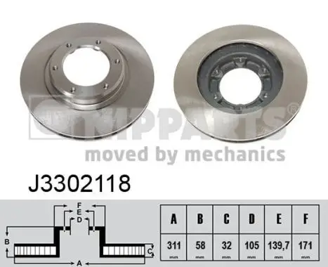 Jeu de 2 Disques de frein NIPPARTS J3302118