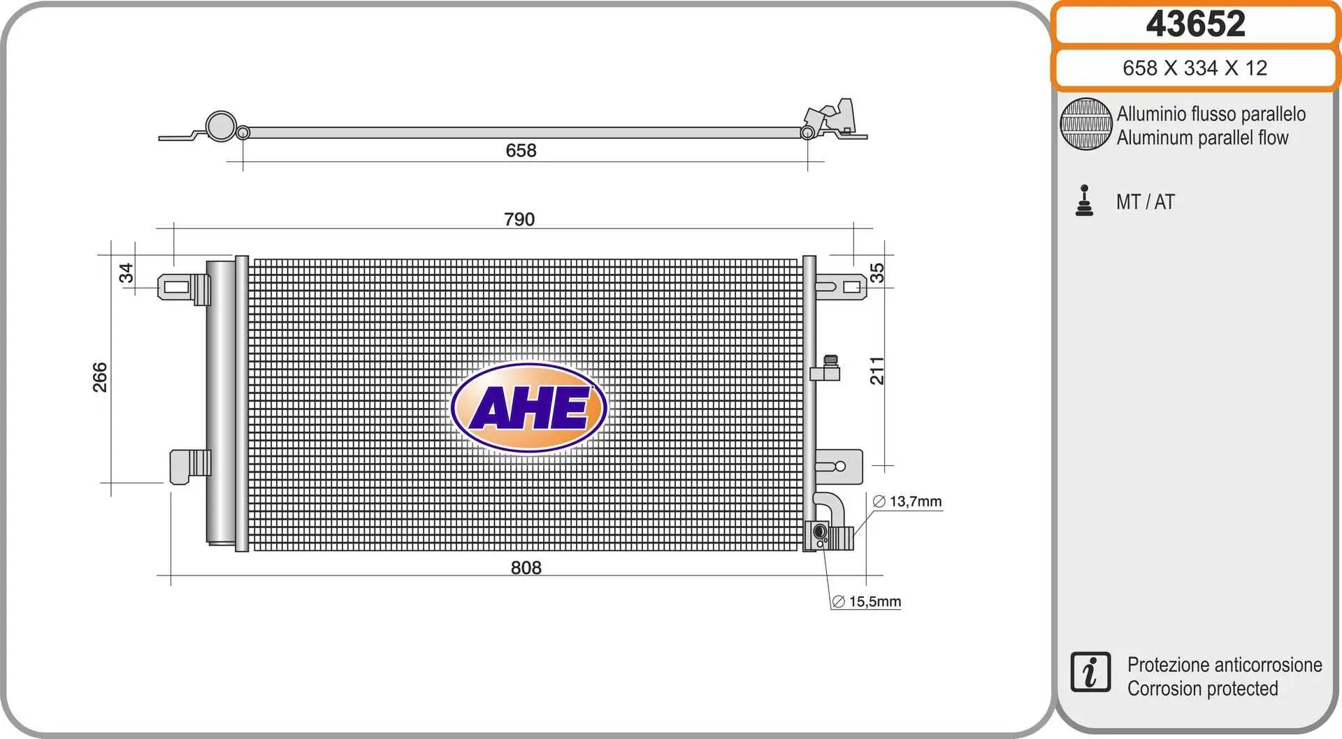 Radiateur climatisation AHE 43652