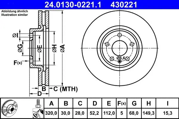 Jeu de 2 Disques de frein ATE 24.0130-0221.1