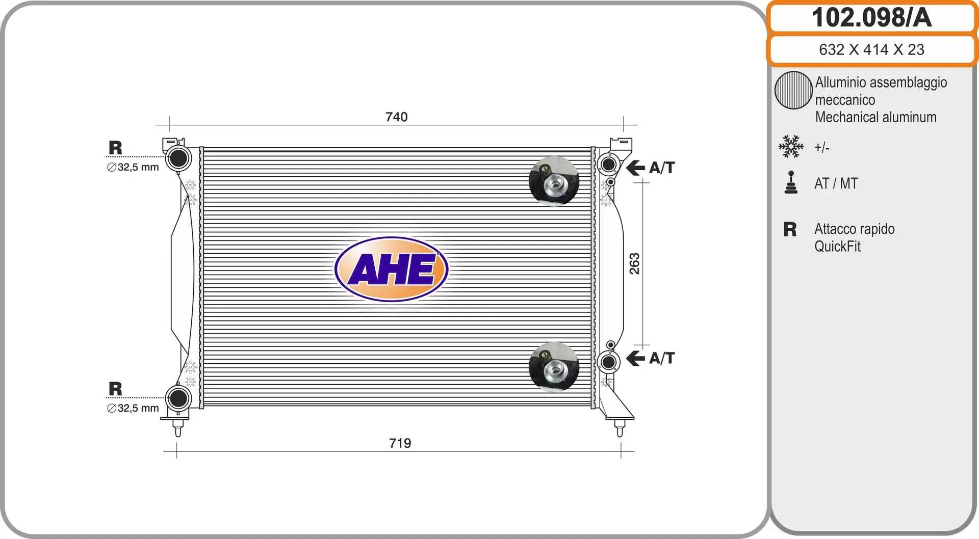 Radiateur, refroidissement du moteur AHE 102.098/A