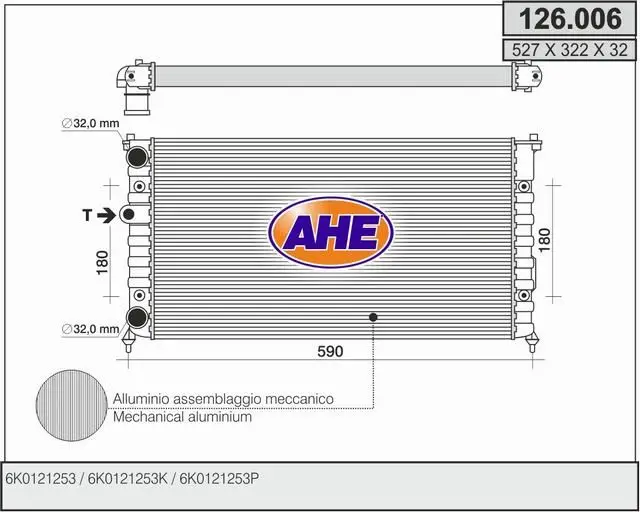 Radiateur, refroidissement du moteur AHE 126.006