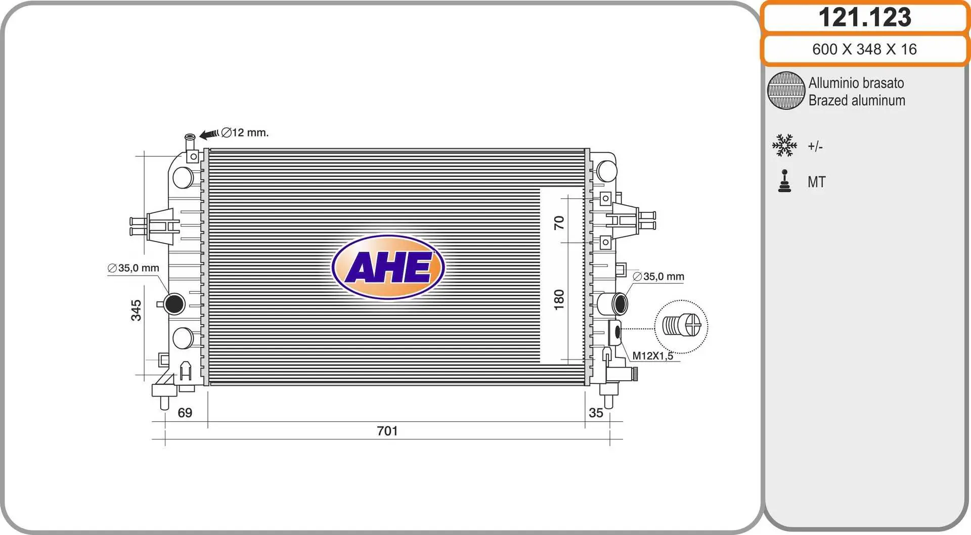 Radiateur, refroidissement du moteur AHE 121.123