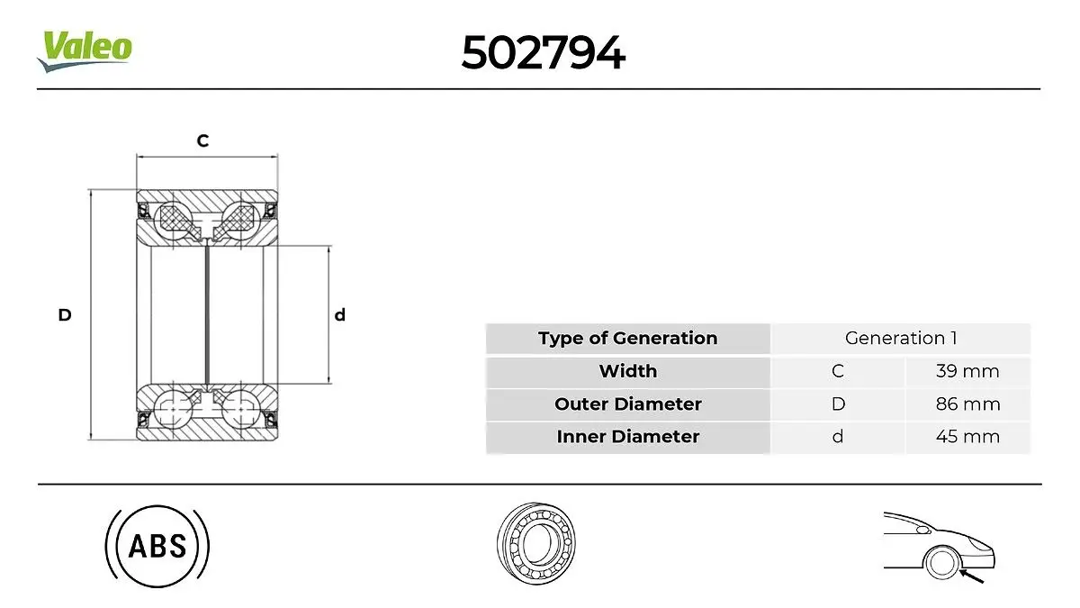 Kit de roulements de roue VALEO 502794